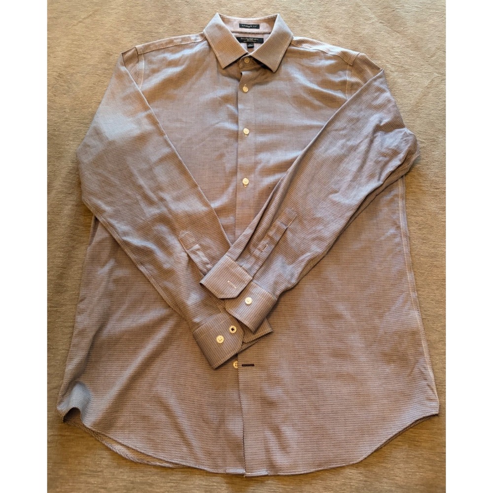 Banana Republic Camden Fit Non-Iron Cotton Dress Shirt Blue White Mens Large